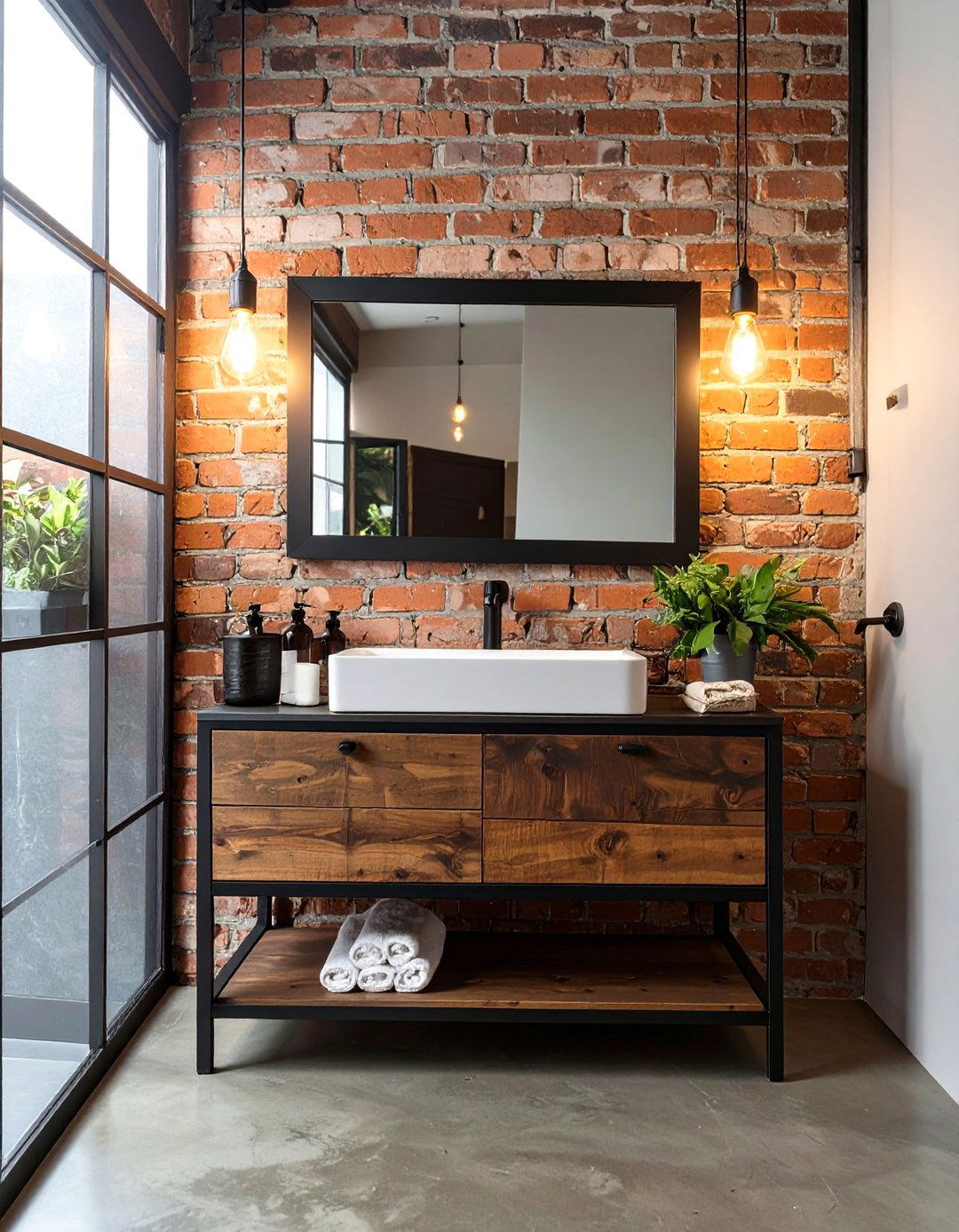 Industrial Black Metal Frame Mirror - 30 bathroom mirrors ideas