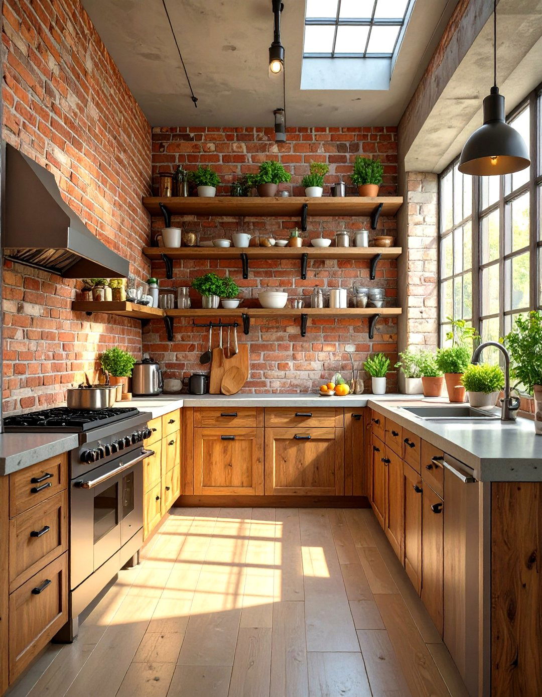 Industrial Brick Wallpaper in the Kitchen - 30 how to use wallpaper in interior design ideas