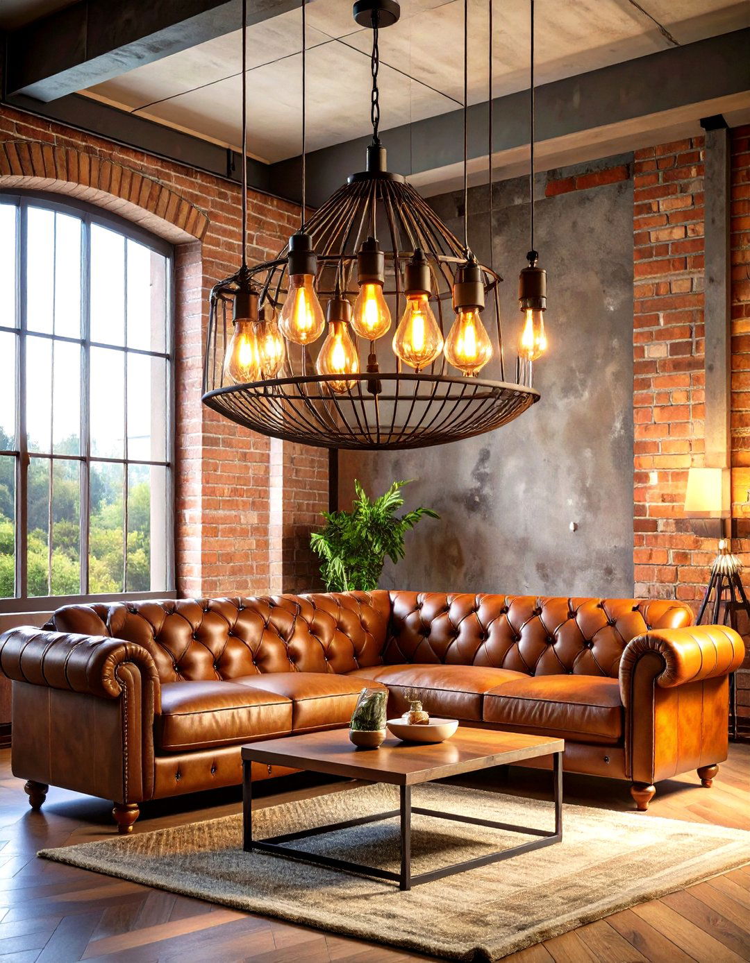 Industrial Cage Chandelier - 30 living room chandelier ideas