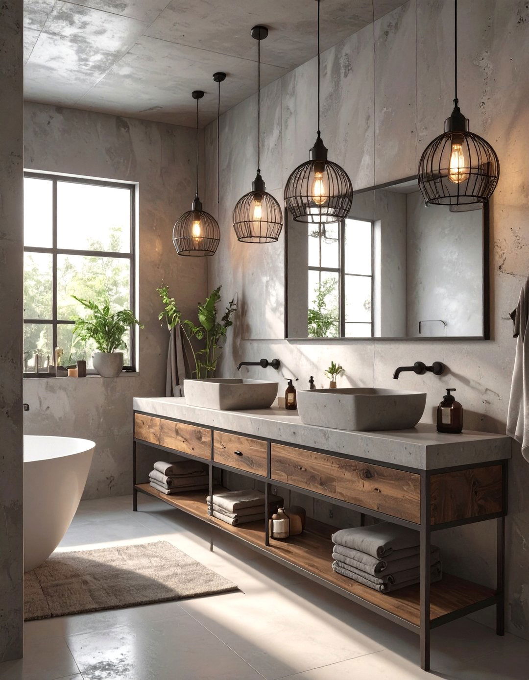 Industrial Cage Pendant Lights - 30 bathroom vanity lighting ideas