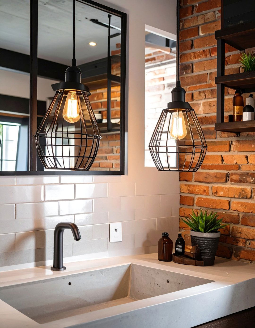 Industrial Cage Pendant Lights - 30 bathroom lighting ideas