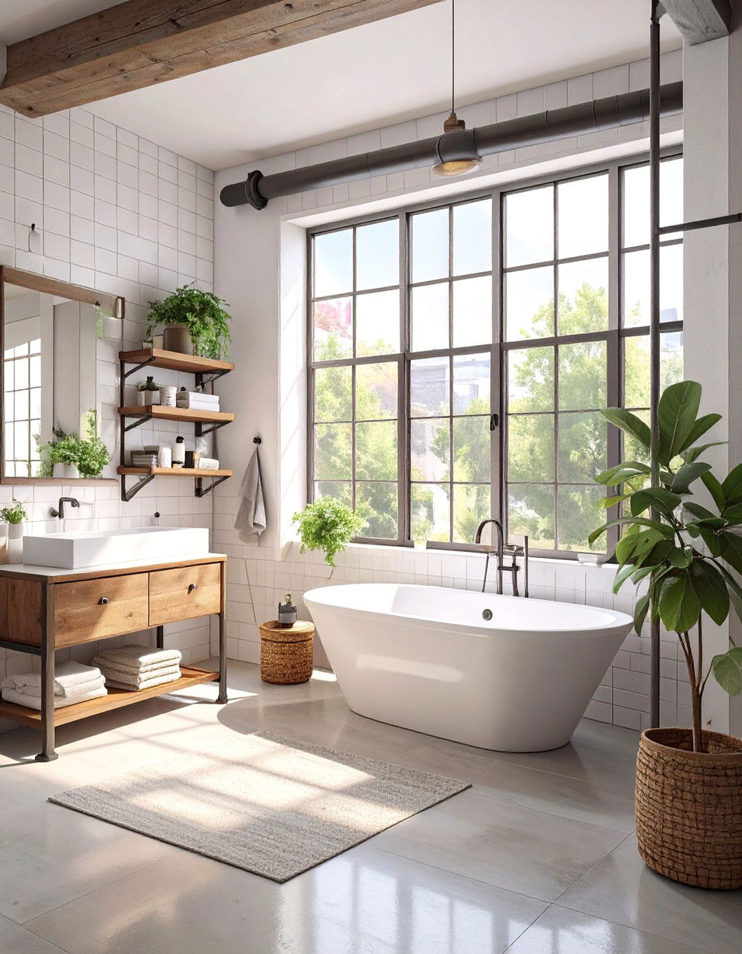 Industrial Chic Bathroom - 30 black and white small bathroom ideas