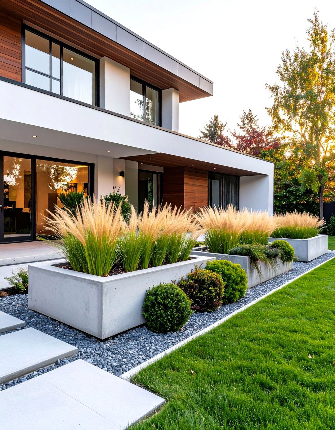 Industrial Chic Concrete Garden - 30 front yard container garden ideas