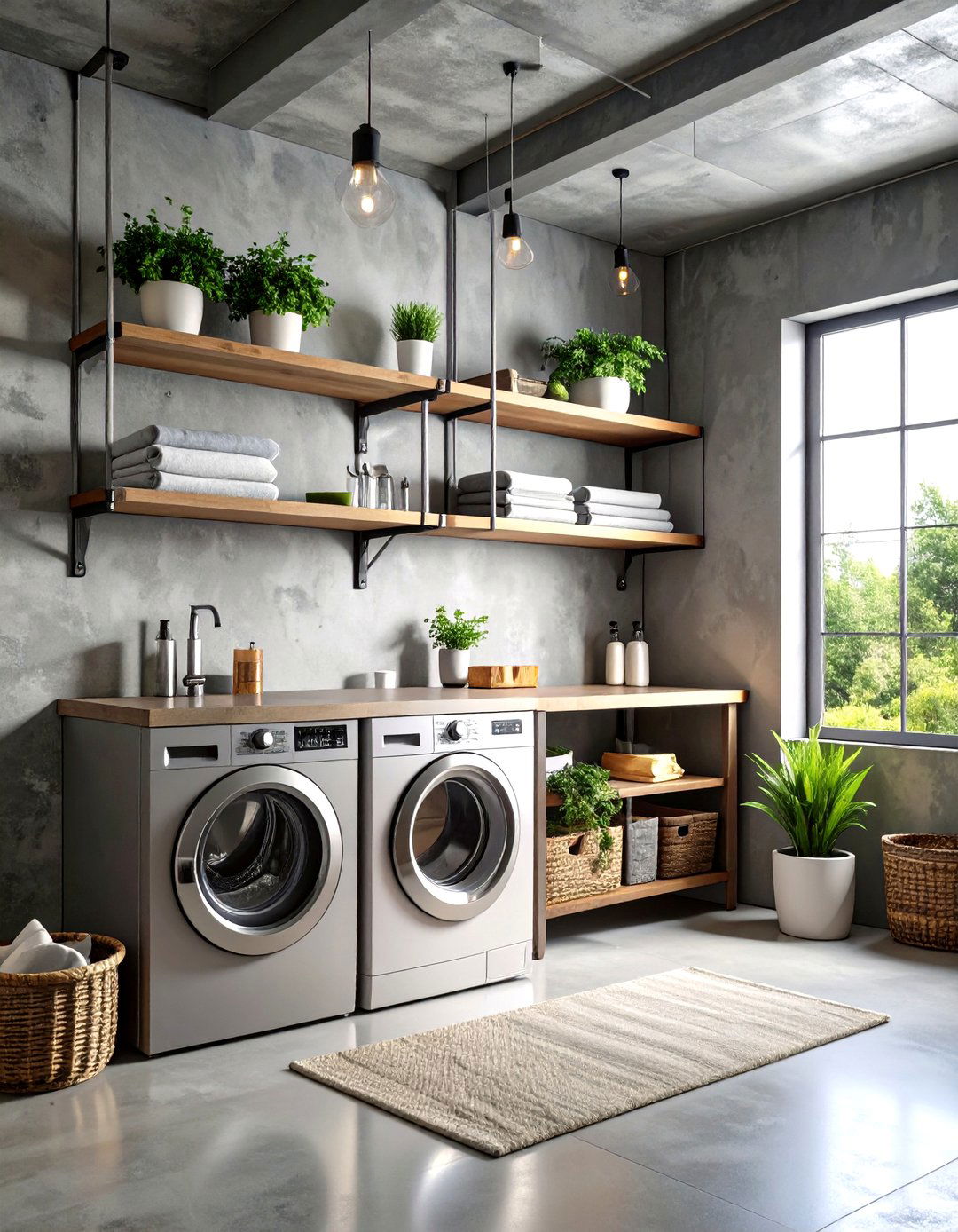 Industrial Chic Concrete Gray Laundry Room - 30 laundry room paint ideas
