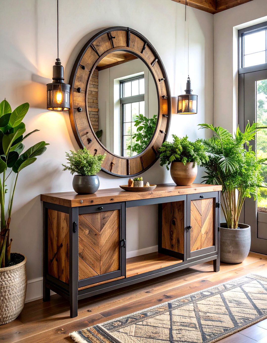 Industrial Chic Console Table - 30 entryway console table decor ideas