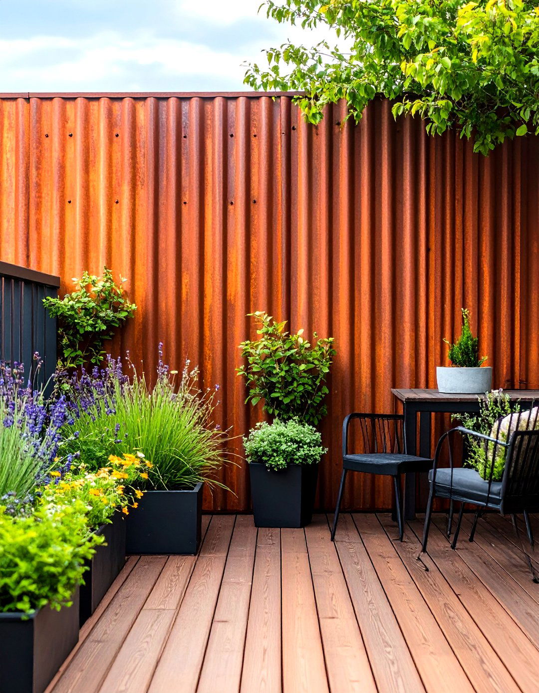 Industrial Chic Corrugated Metal - 30 deck privacy wall ideas