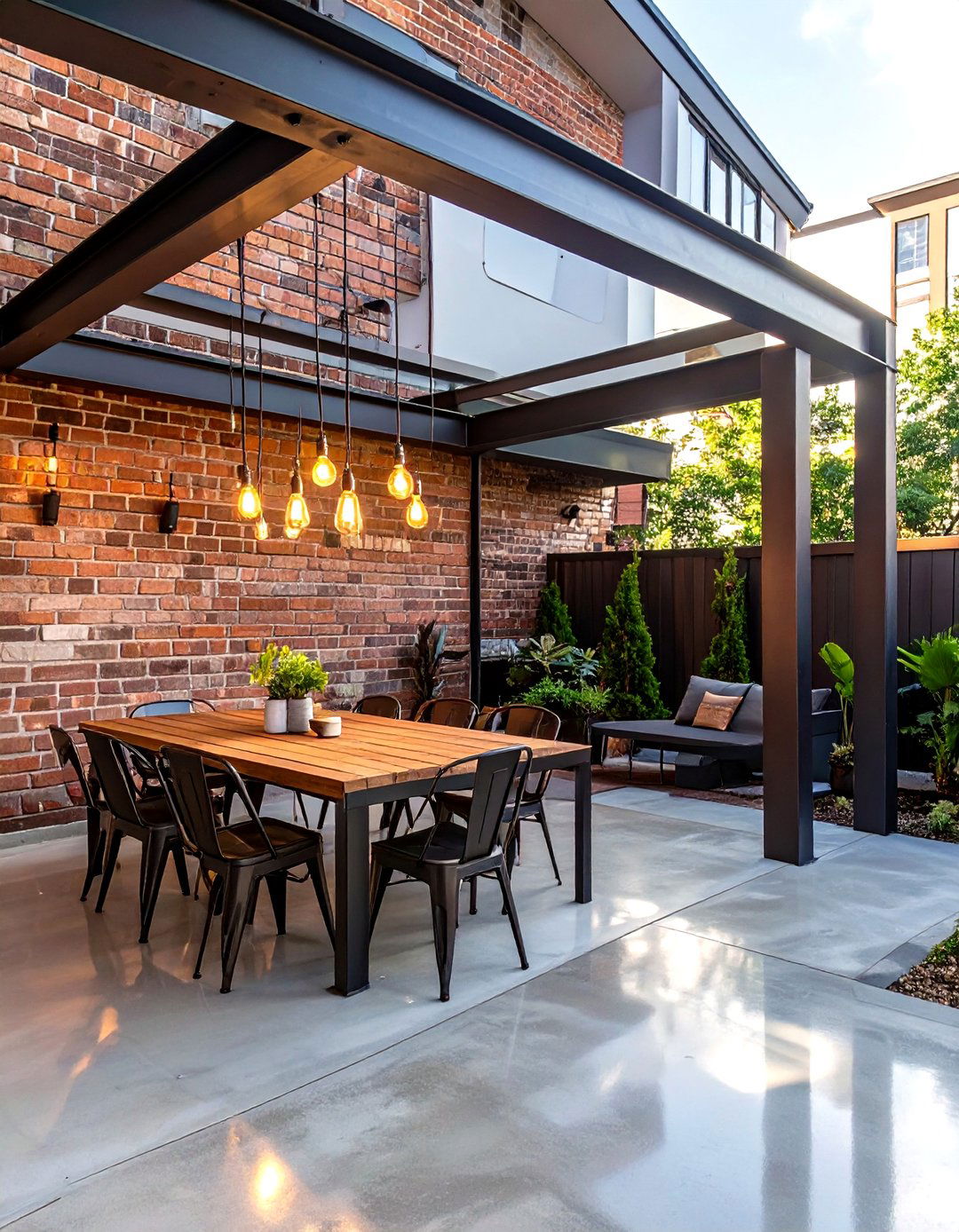 Industrial Chic Extension with Metal and Brick - 30 covered patio ideas attached to house