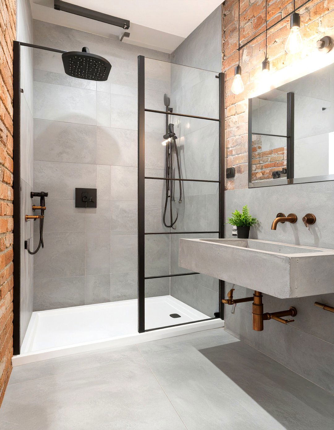 Industrial Chic Grey Bathroom - 30 grey modern small bathroom designs
