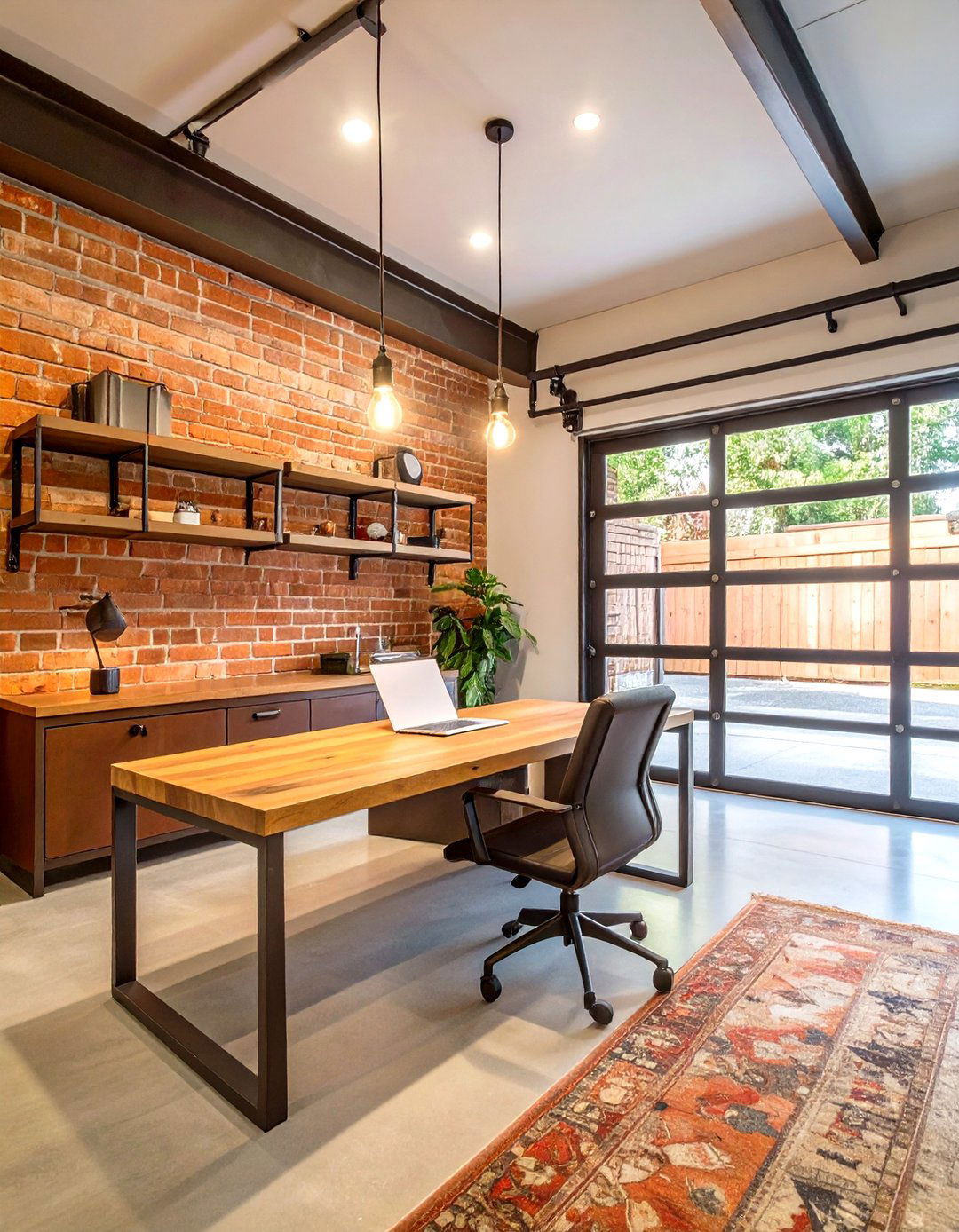 Industrial Chic Home Office Space - 30 garage door conversion ideas