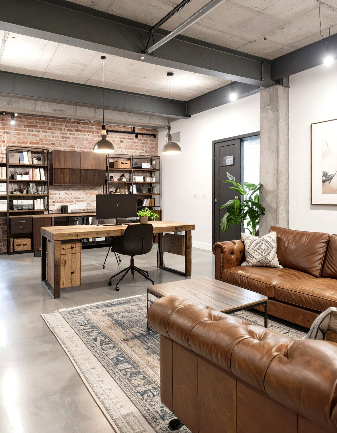 Industrial Chic Home Office and Lounge - 30 basement living room ideas