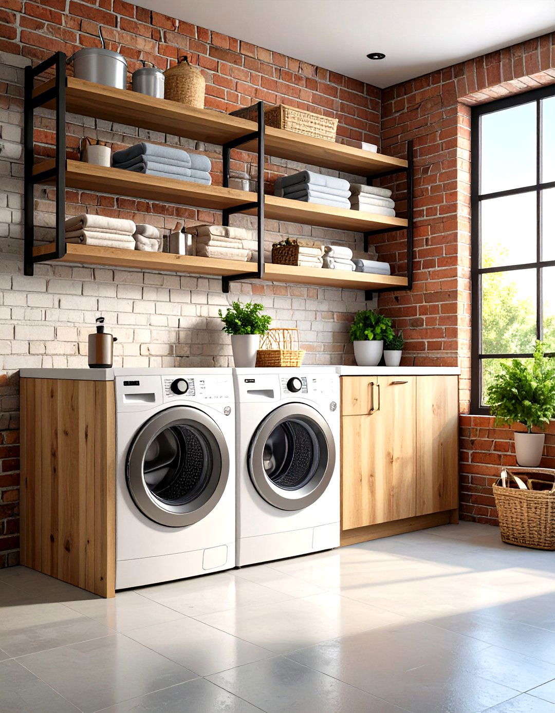 Industrial Chic Laundry Room - 30 laundry room stacked washer dryer ideas