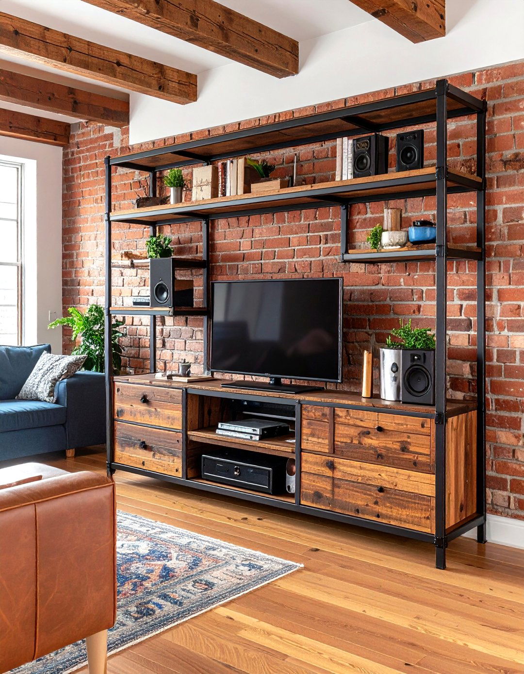 Industrial Chic Living Room Media Unit - 30 living room entertainment center ideas