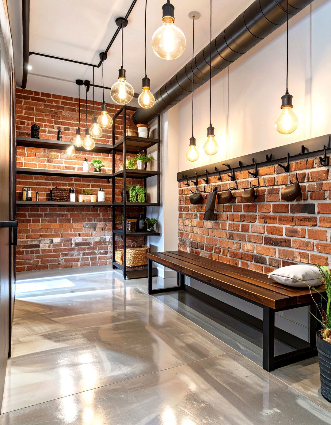 Industrial Chic Mudroom with Metal Accents - 30 modern mudroom ideas
