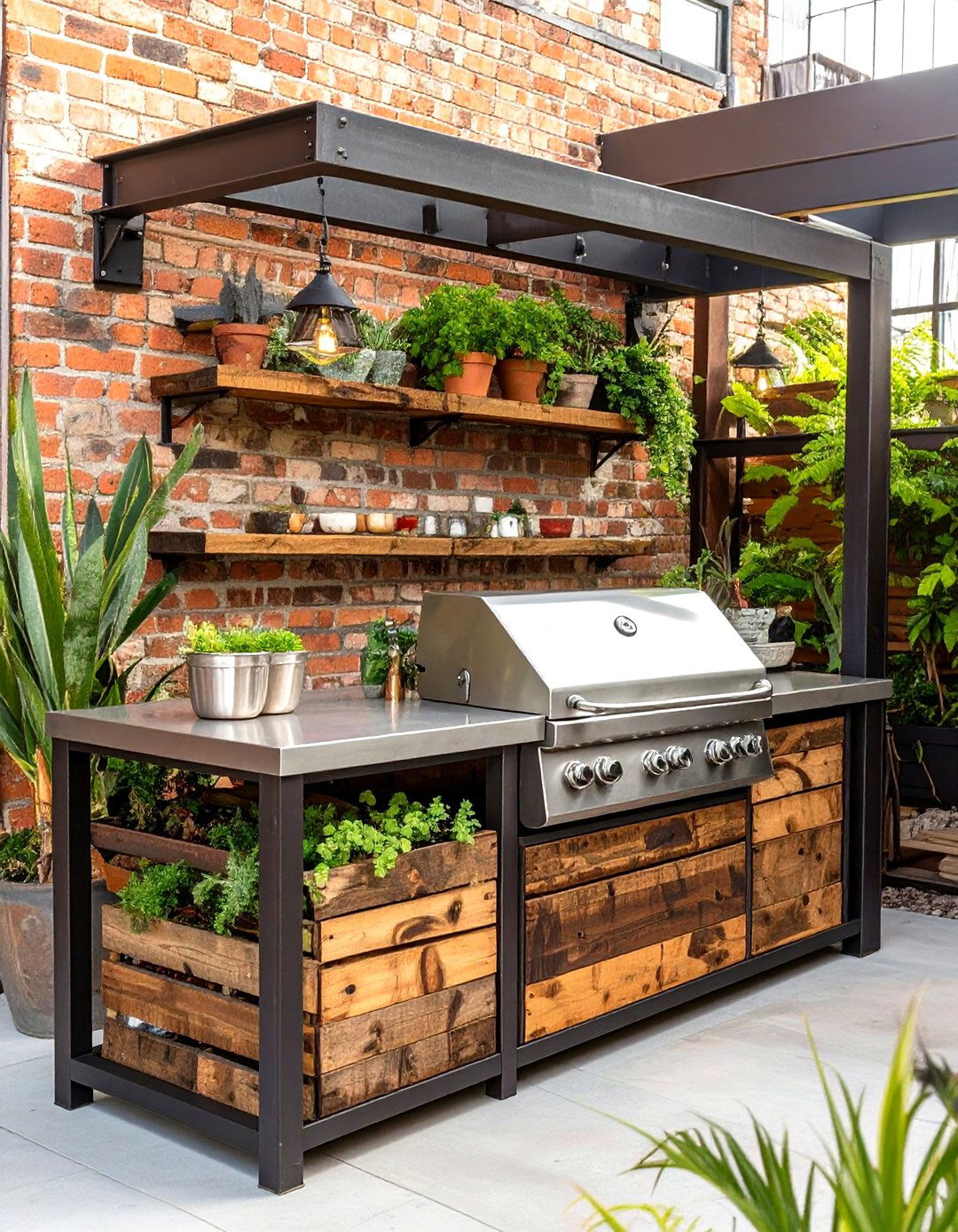 Industrial Chic Outdoor Kitchen - 30 outdoor kitchens ideas