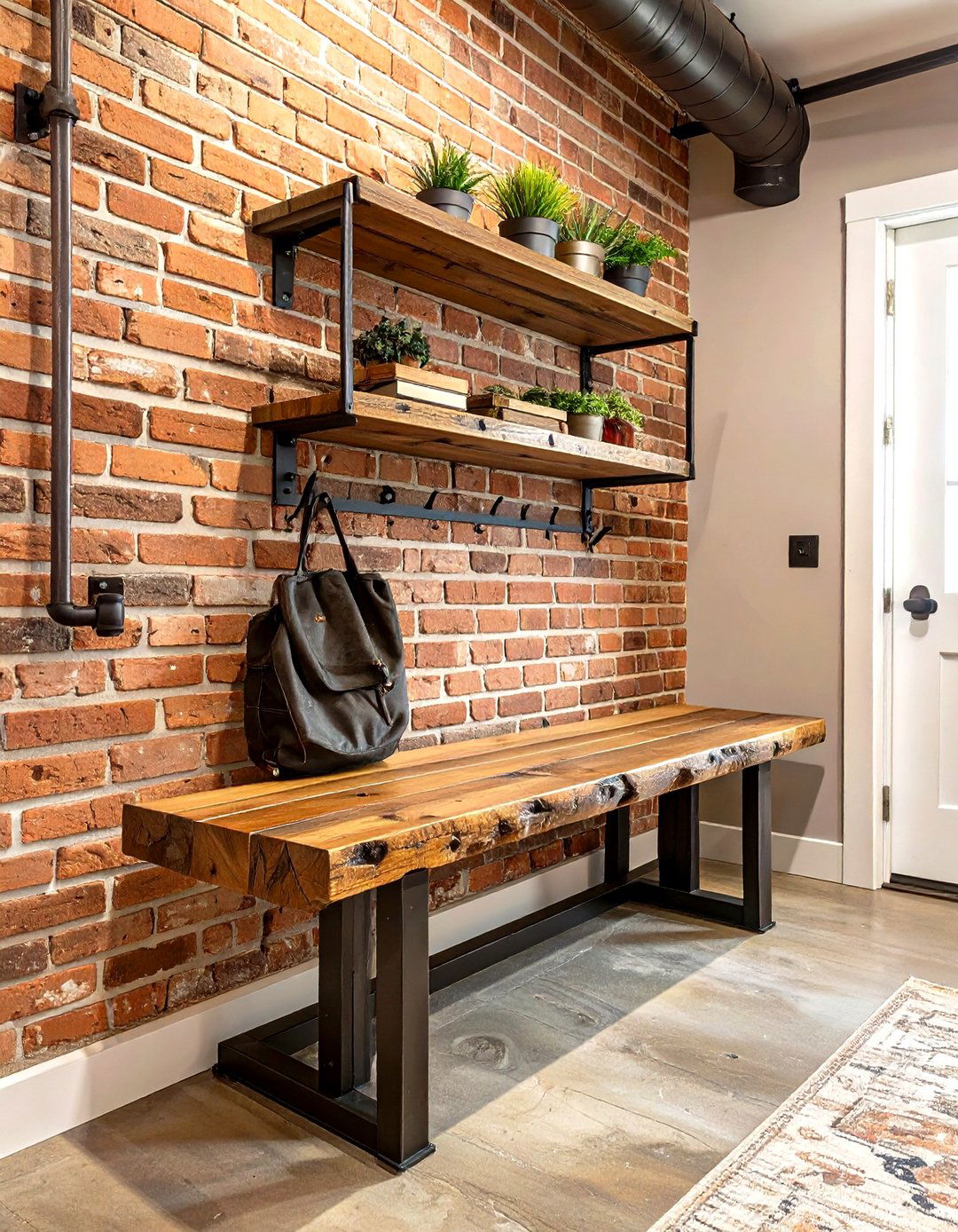 Industrial Chic Reclaimed Wood Bench - 30 mudroom bench ideas