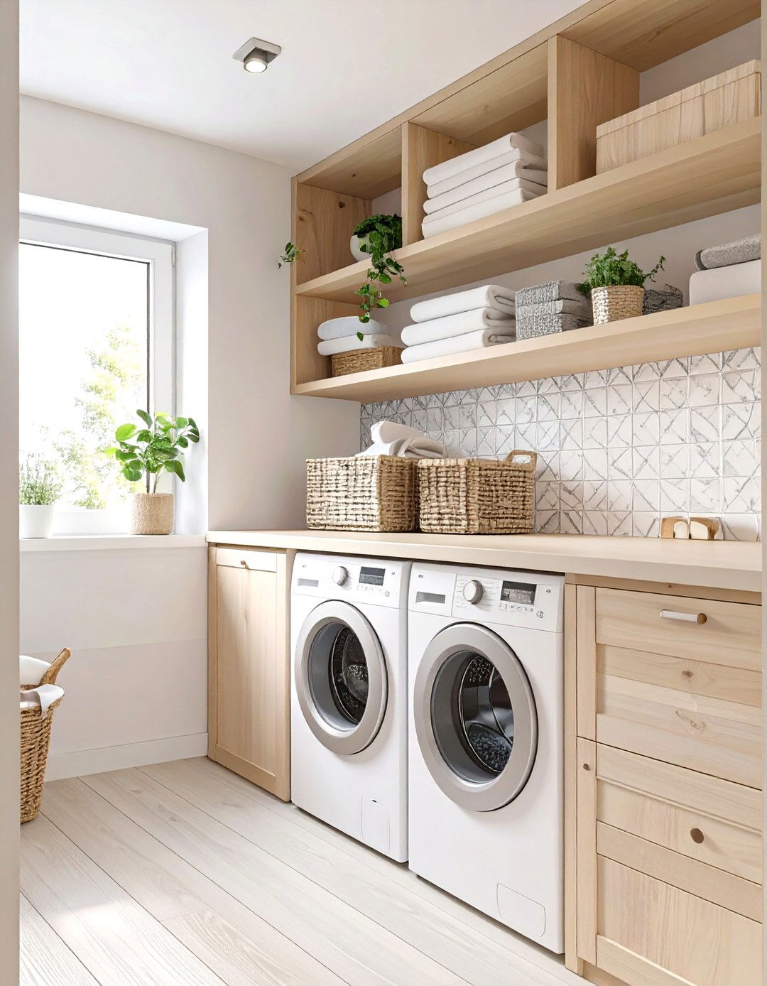 Industrial Chic Stacked Laundry Area - 30 modern stacked laundry room ideas