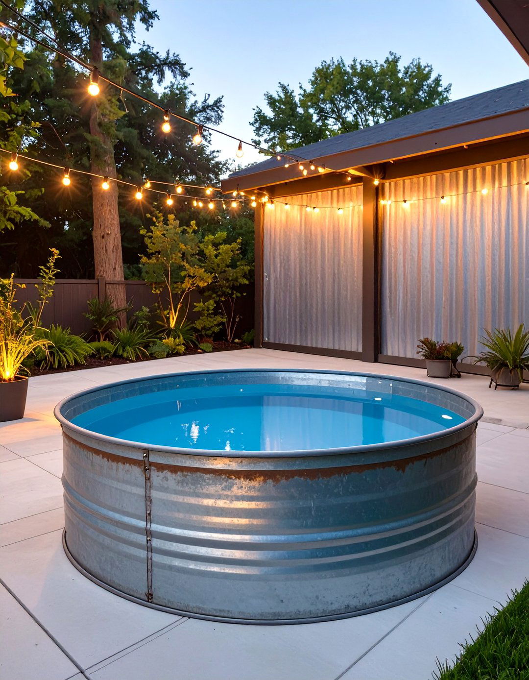 Industrial Chic Stock Tank Pool Setting - 30 backyard stock tank pool ideas