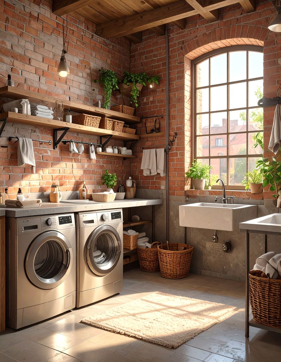 Industrial Chic Utility Space - 30 combination small bathroom and laundry room combo designs