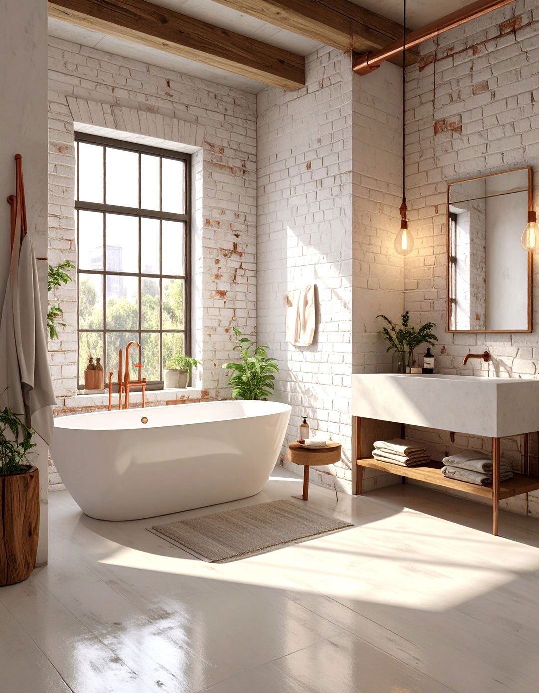 Industrial Chic White Bathroom - 30 modern white bathroom ideas