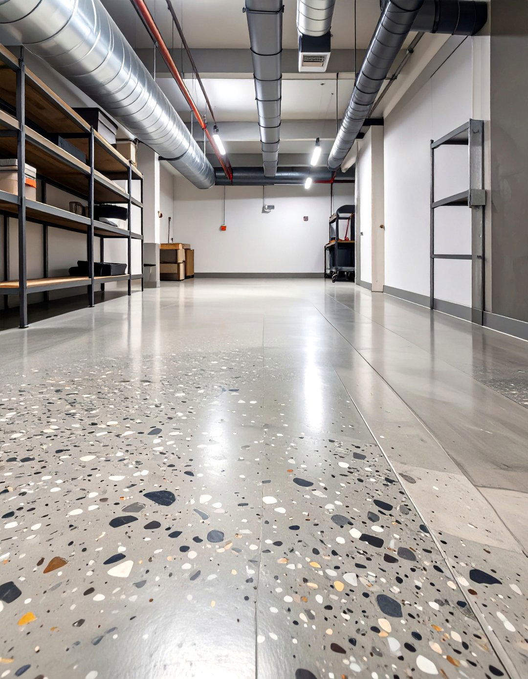 Industrial Chic with Exposed Aggregate - 30 concrete basement floor ideas