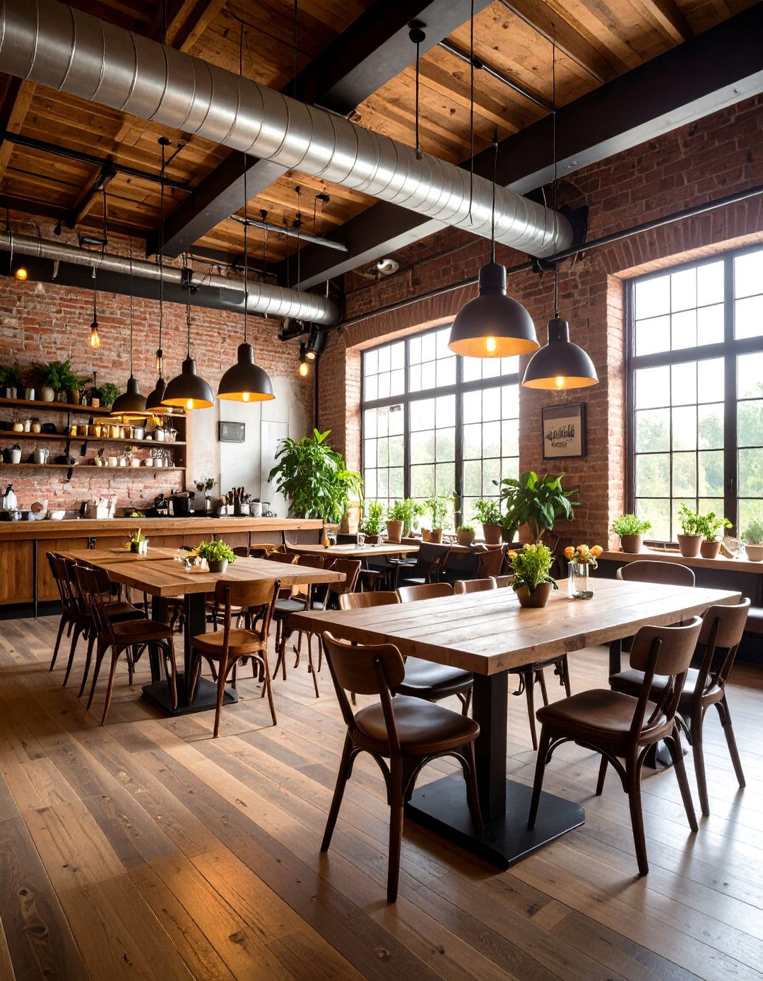 Industrial Chic with Exposed Ductwork - 30 restaurant interior design ideas