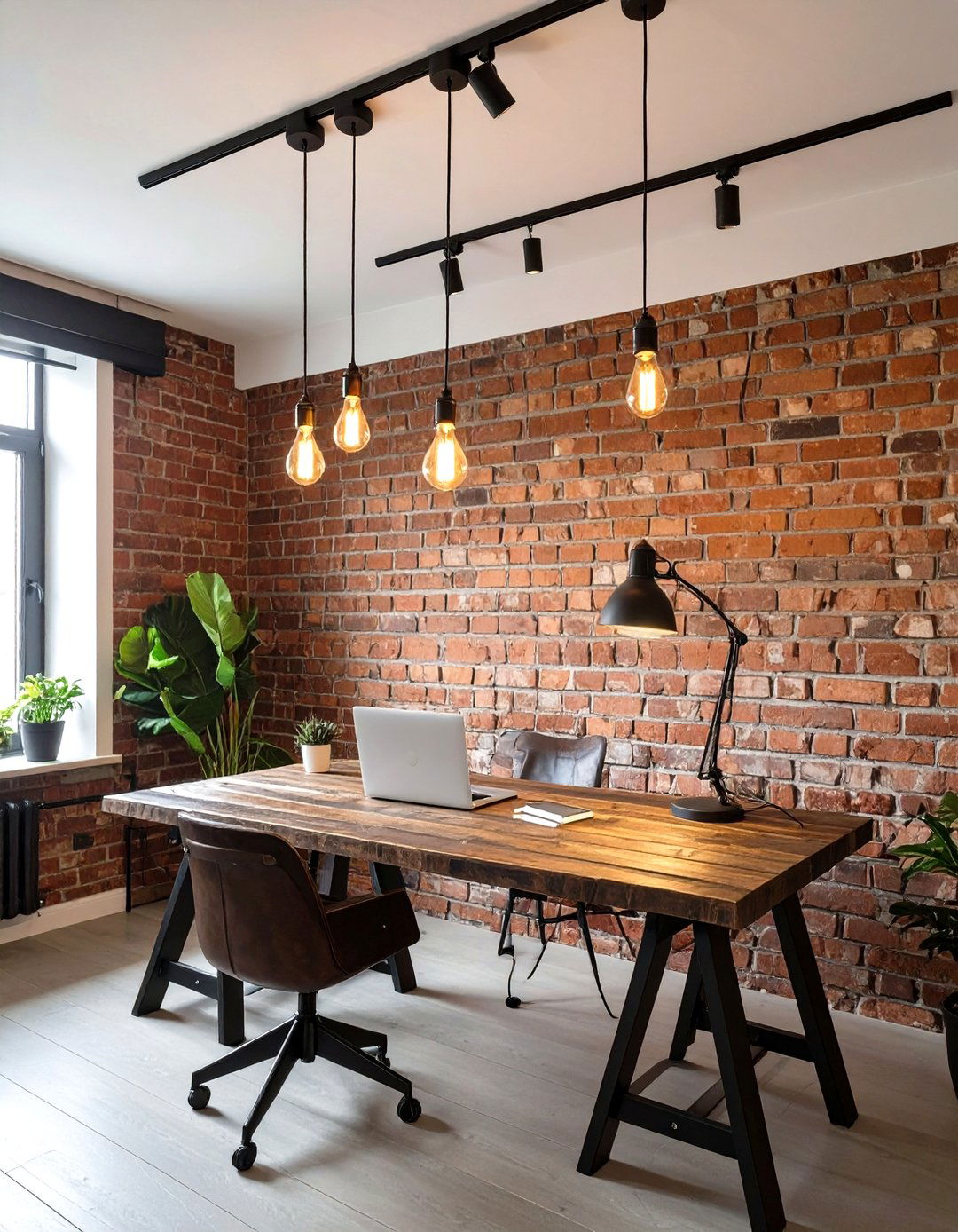 Industrial Chic with Exposed Edison Bulbs - 30 home office lighting ideas