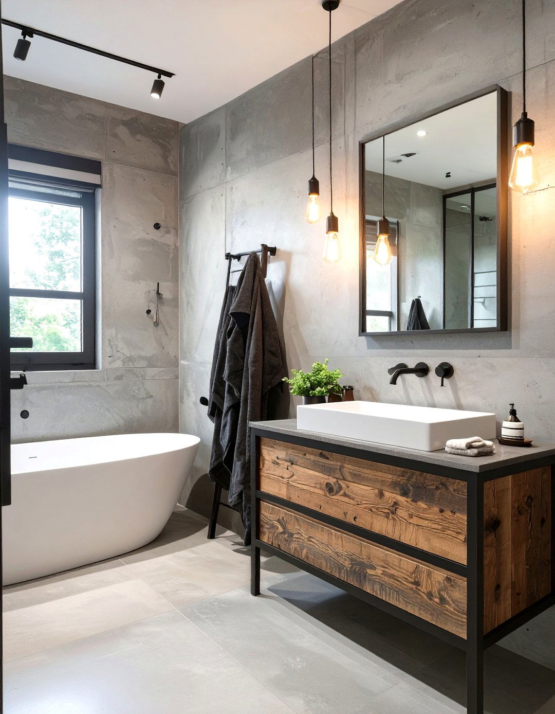 Industrial Concrete Bathroom - 30 mens bathroom ideas