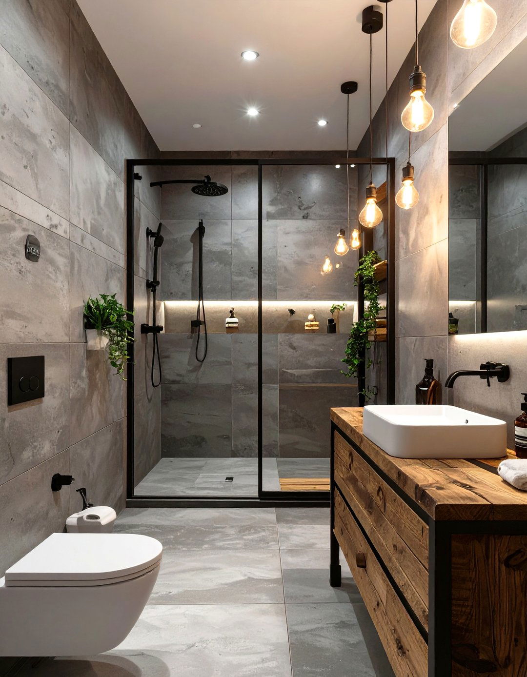 Industrial Concrete Effect Bathroom Tiles - 30 bathroom tiles ideas
