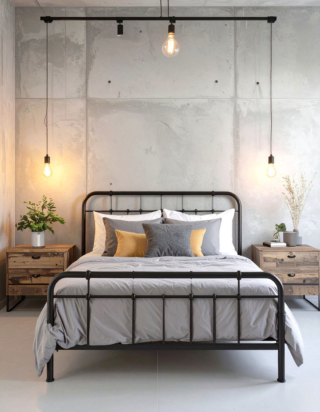 Industrial Concrete Effect Bedroom - 30 classy bedroom wallpaper designs