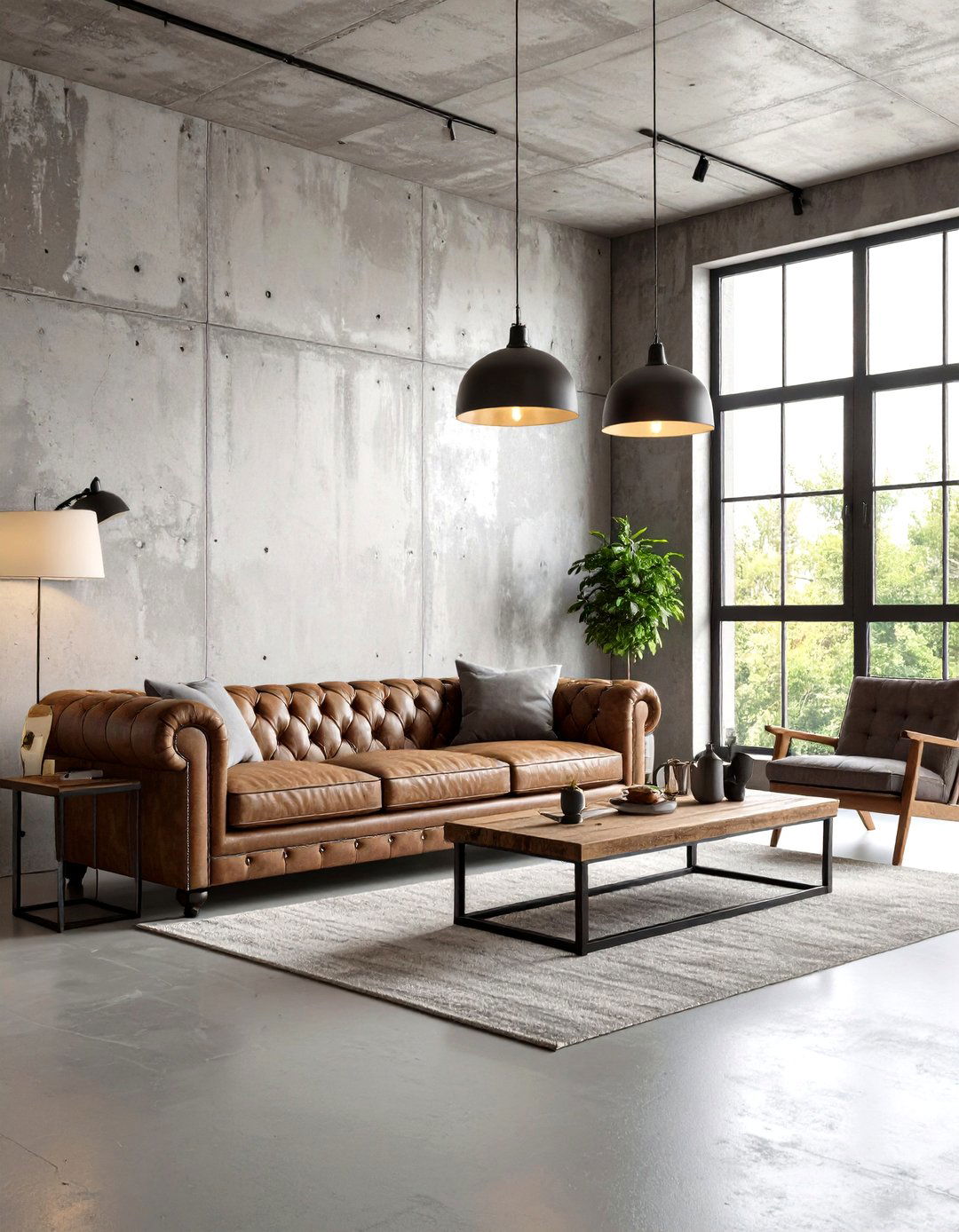 Industrial Concrete Effect Living Room - 30 living room wallpaper ideas