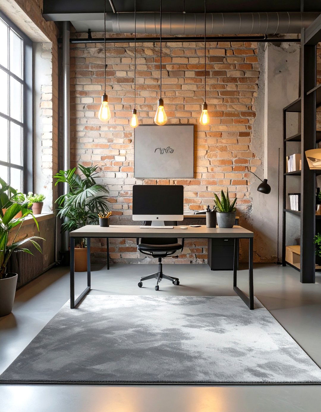 Industrial Concrete Effect Office Rug - 30 office rug ideas