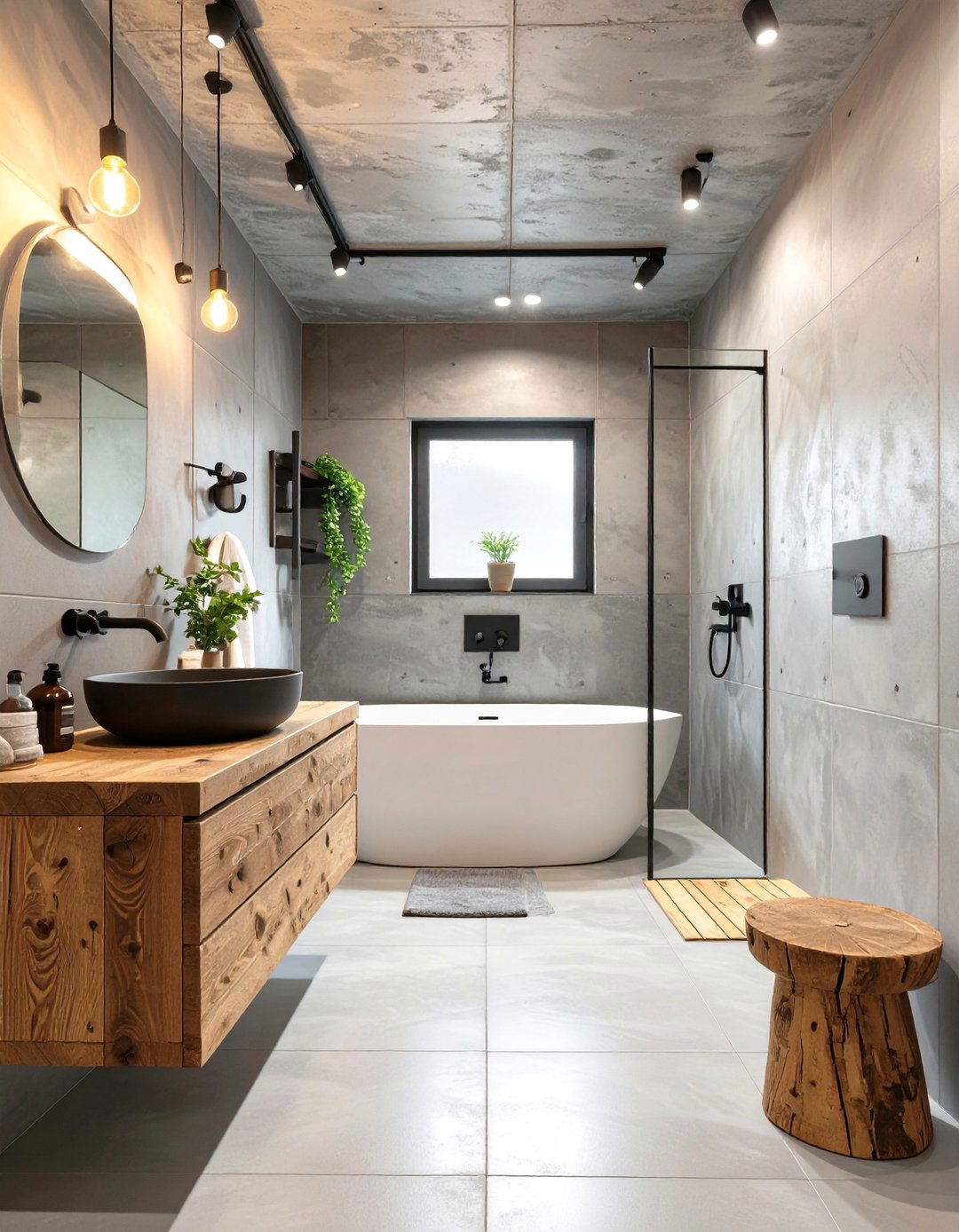 Industrial Concrete Gray Bathroom - 30 bathroom colors ideas