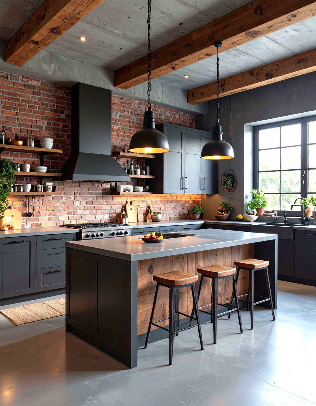 Industrial Concrete Gray Kitchen - 30 kitchen paint ideas