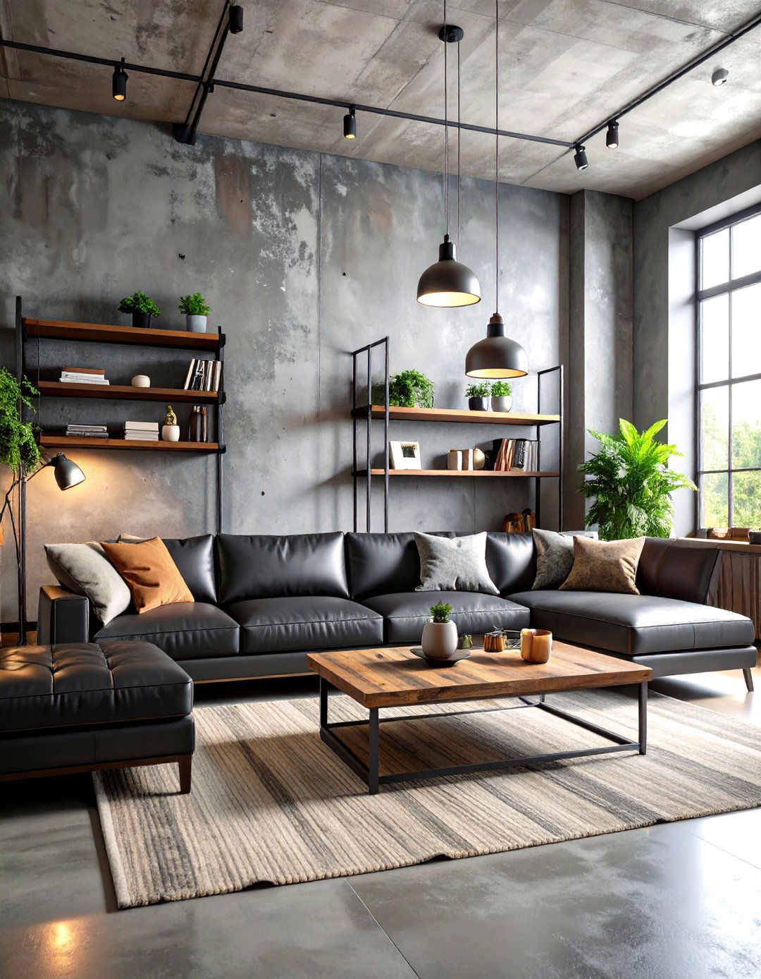 Industrial Concrete Gray Living Room - 30 living room painting ideas