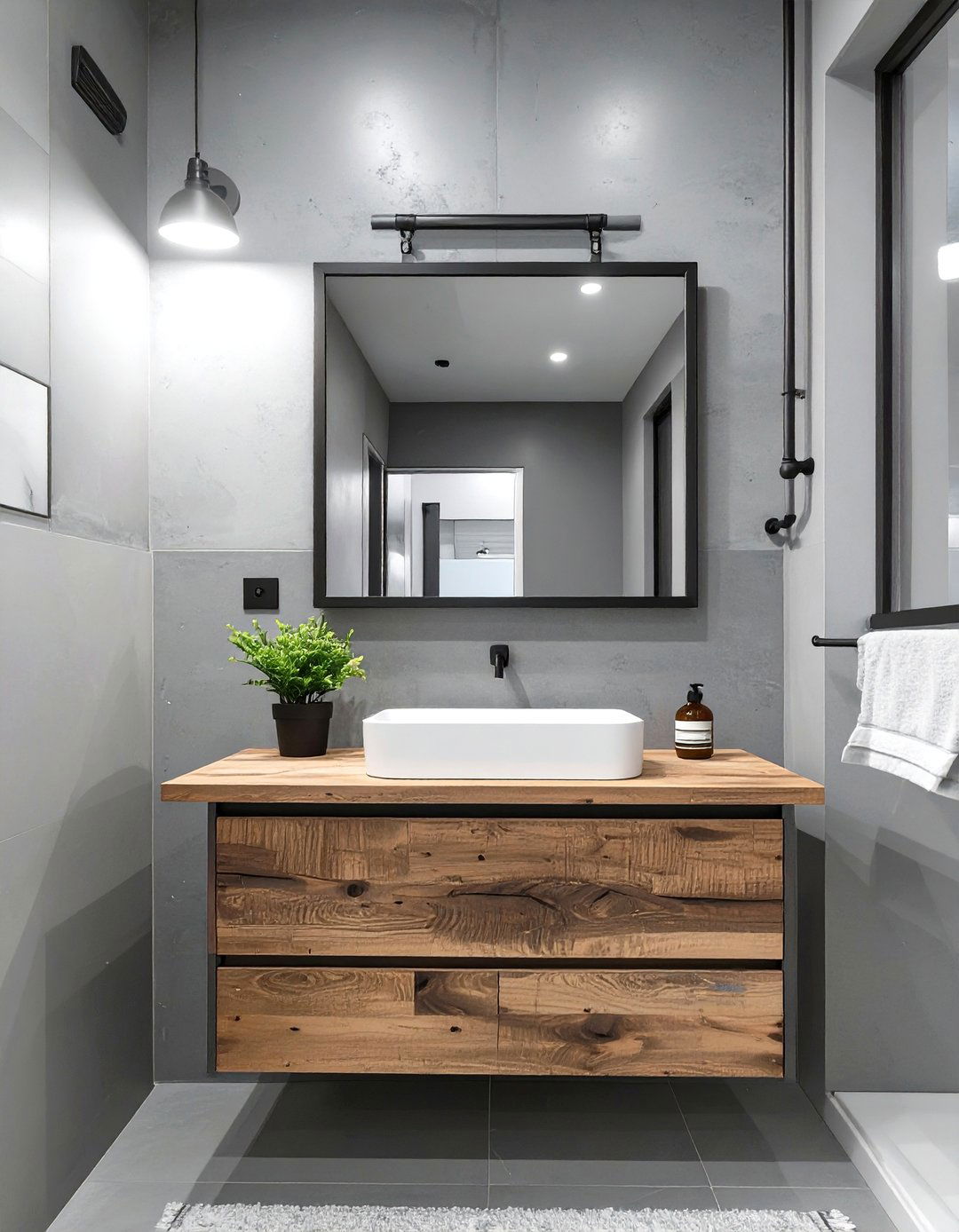 Industrial Concrete Grey Bathroom - 30 bathroom painting ideas