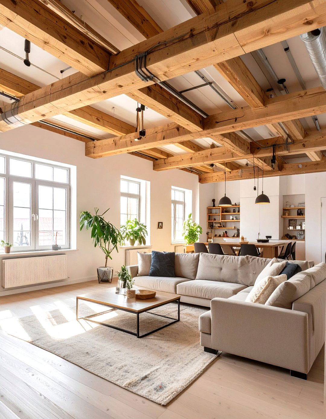 Industrial Design with Exposed Ceiling Joists - 30 industrial home design ideas