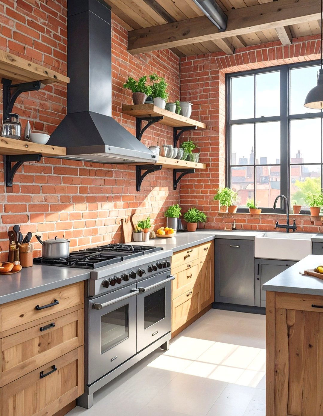 Industrial Exposed Brick Kitchen Backsplash - 30 backsplash kitchen ideas