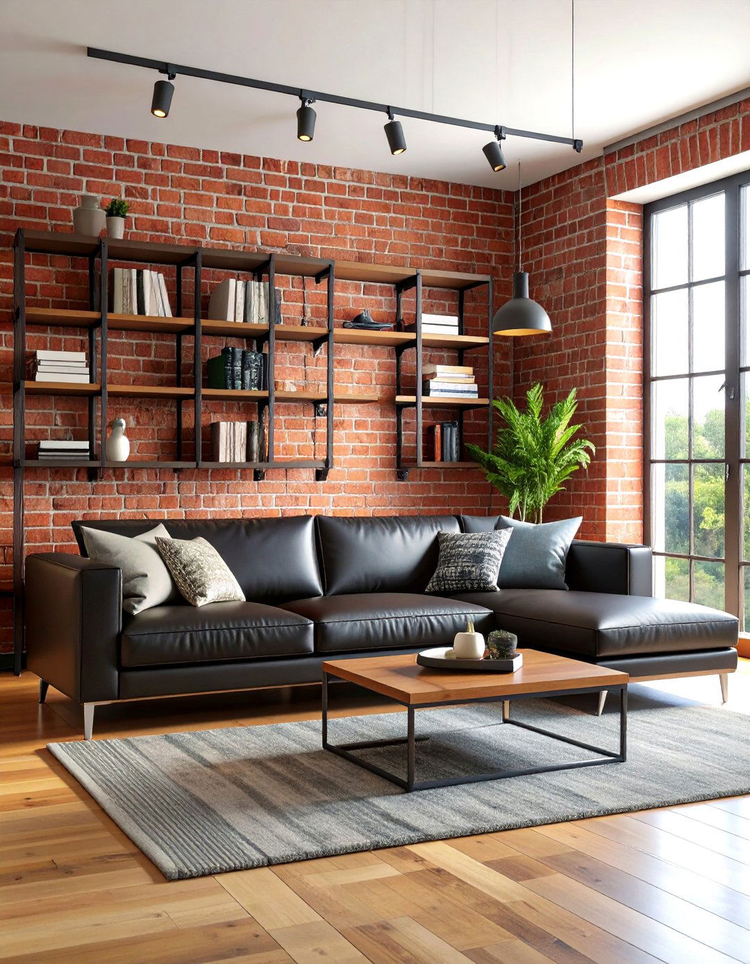 Industrial Exposed Brick Living Room Wall - 30 accent wall ideas for living room