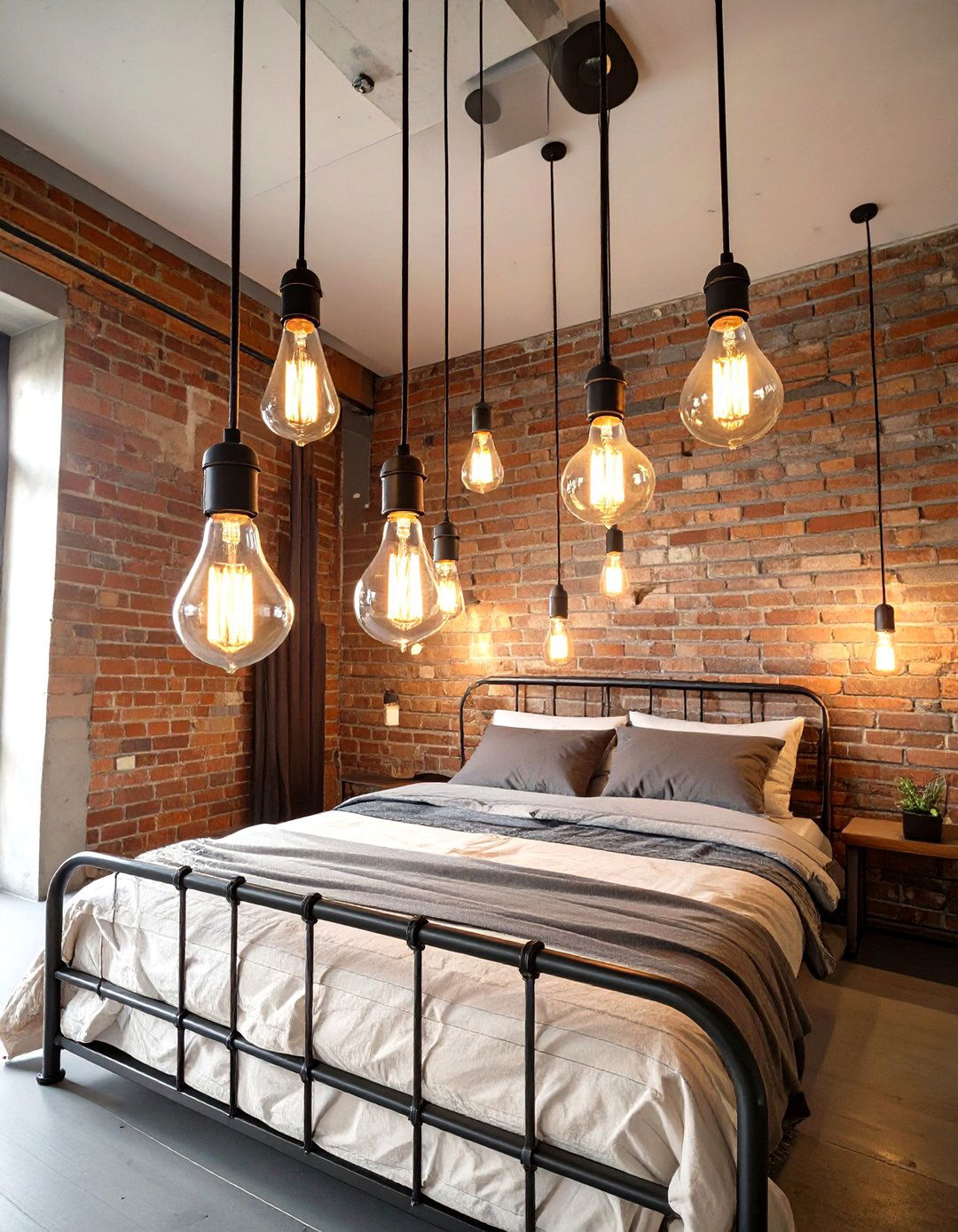 Industrial Exposed Bulb Bedroom Fixture - 30 bedroom ceiling light ideas