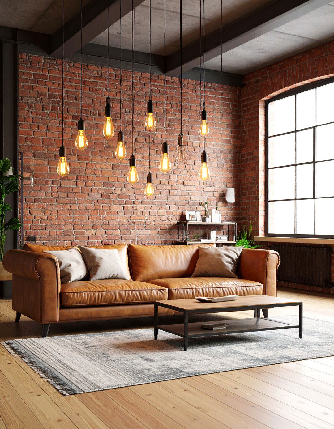 Industrial Exposed Bulb living room ceiling lighting - 30 living room ceiling lighting ideas