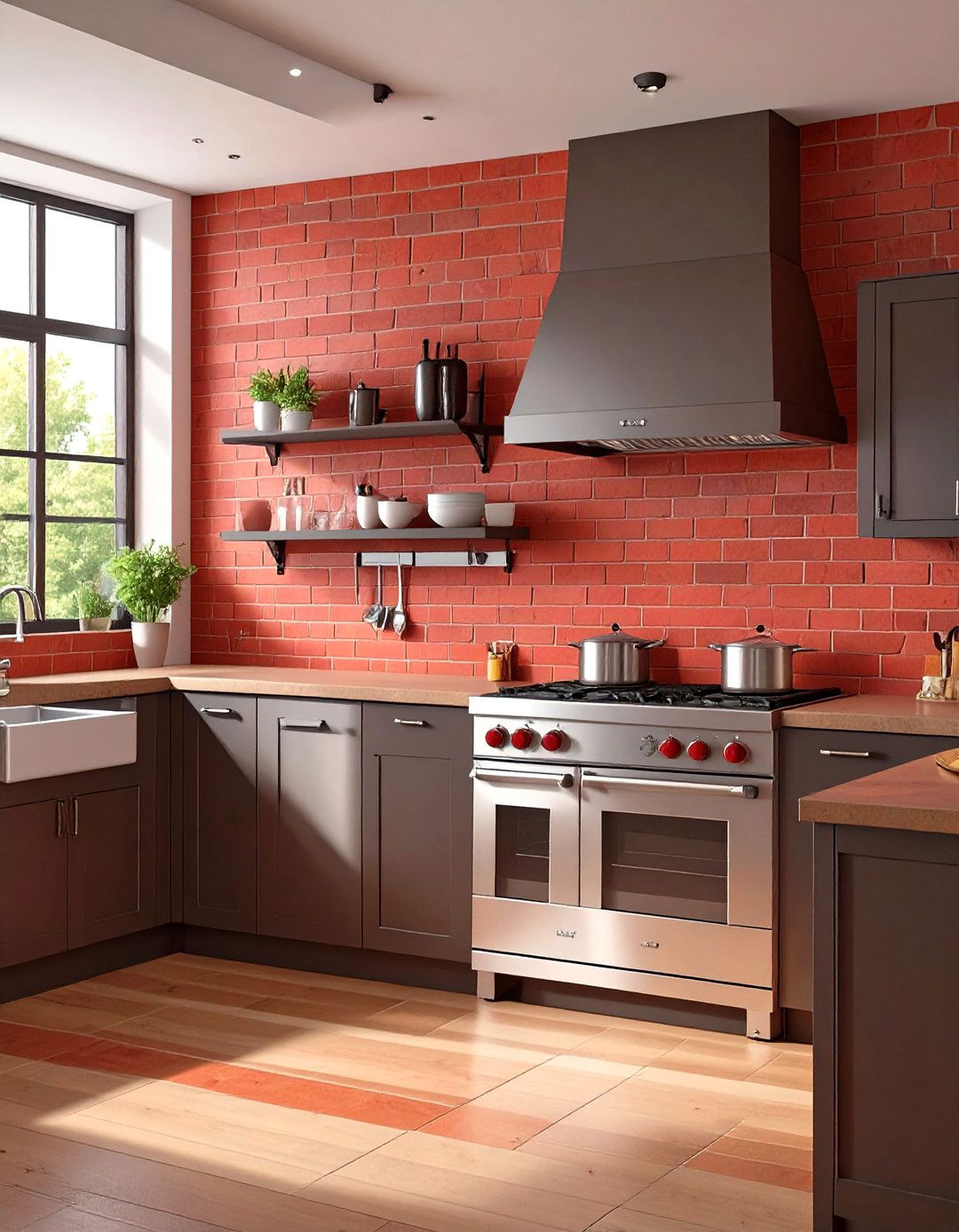 Industrial Faux Brick Backsplash - 30 diy backsplash ideas