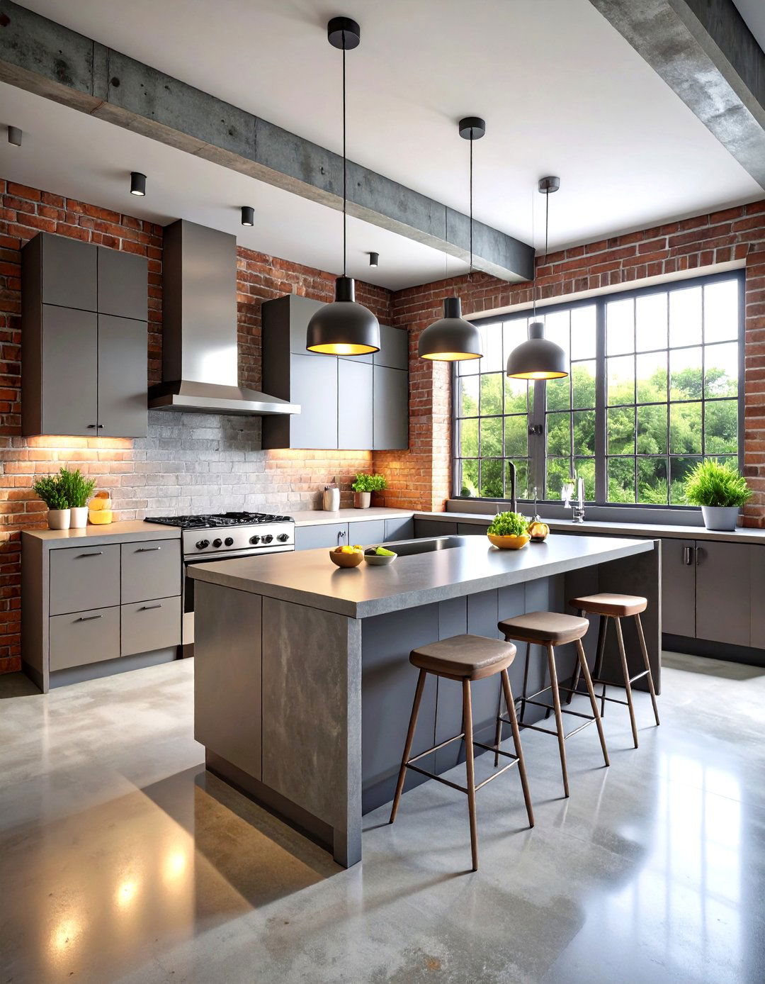 Industrial Gray Concrete Kitchen - 30 gray kitchen ideas