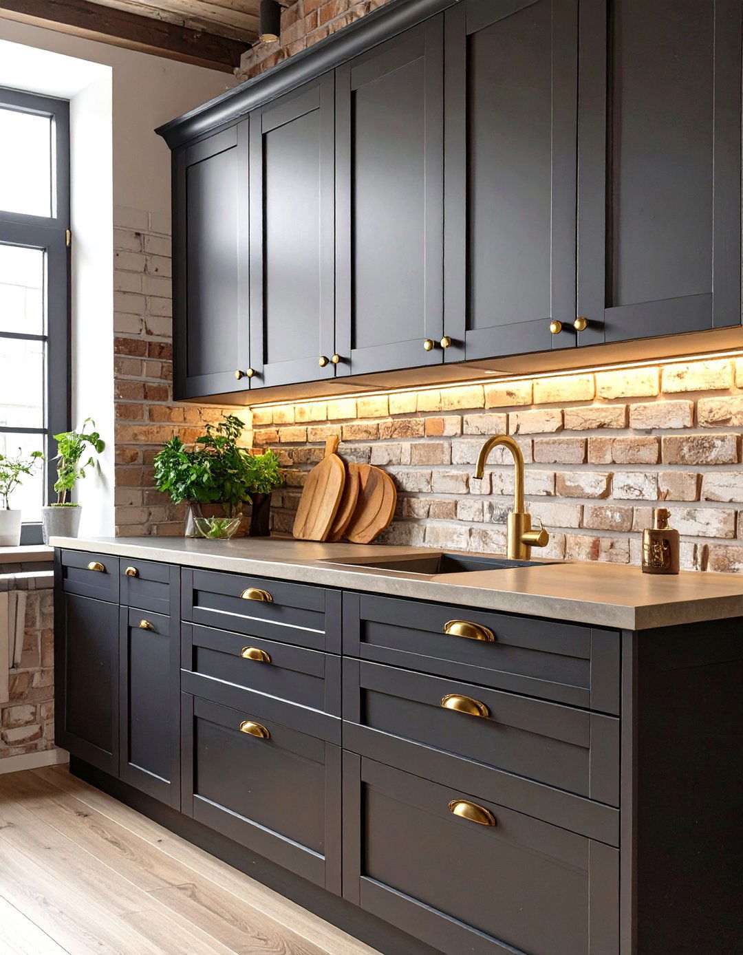 Industrial Kitchen with Dark Cabinetry - 30 industrial kitchen design ideas