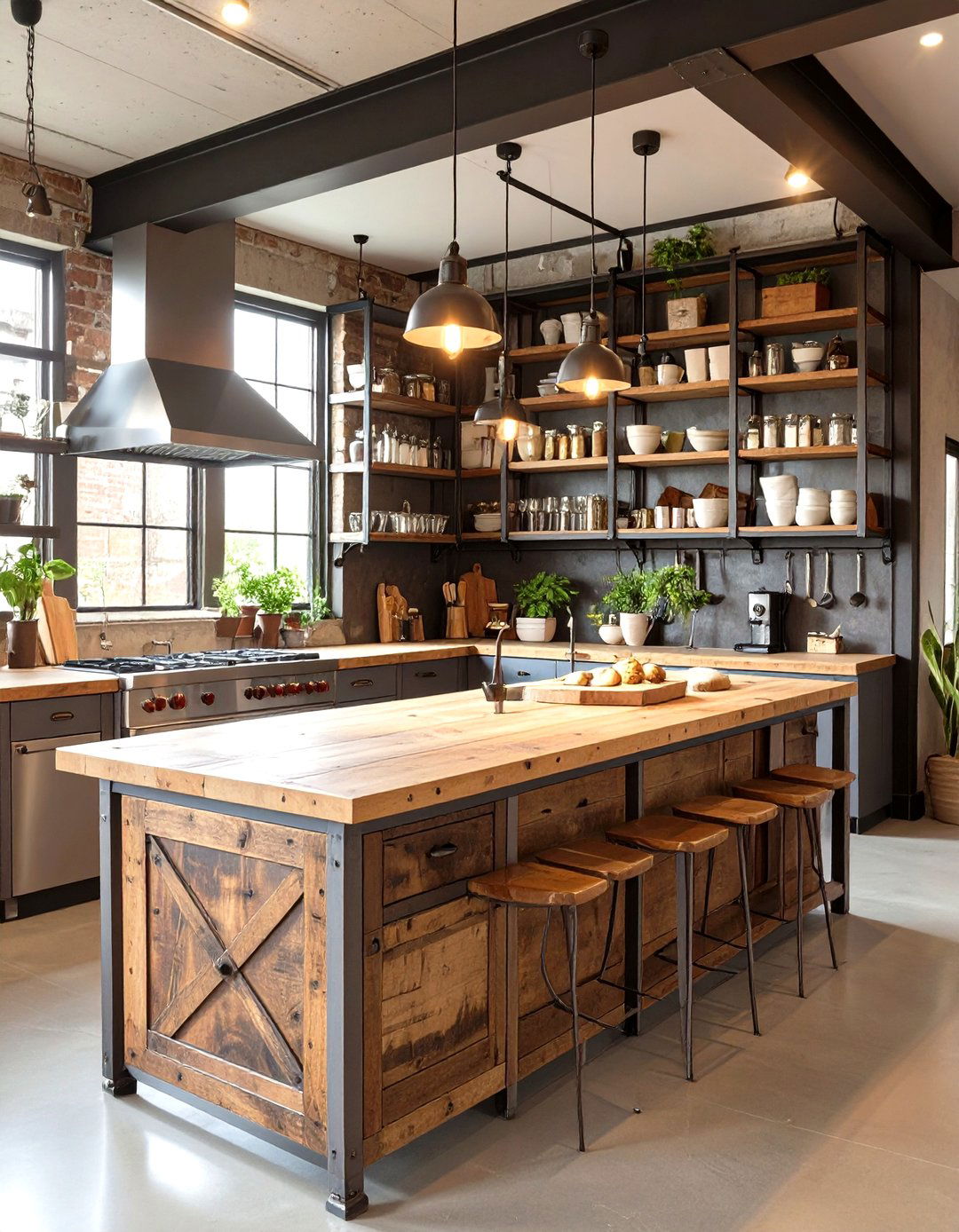Industrial Kitchen with Freestanding Furniture - 30 industrial kitchen design ideas