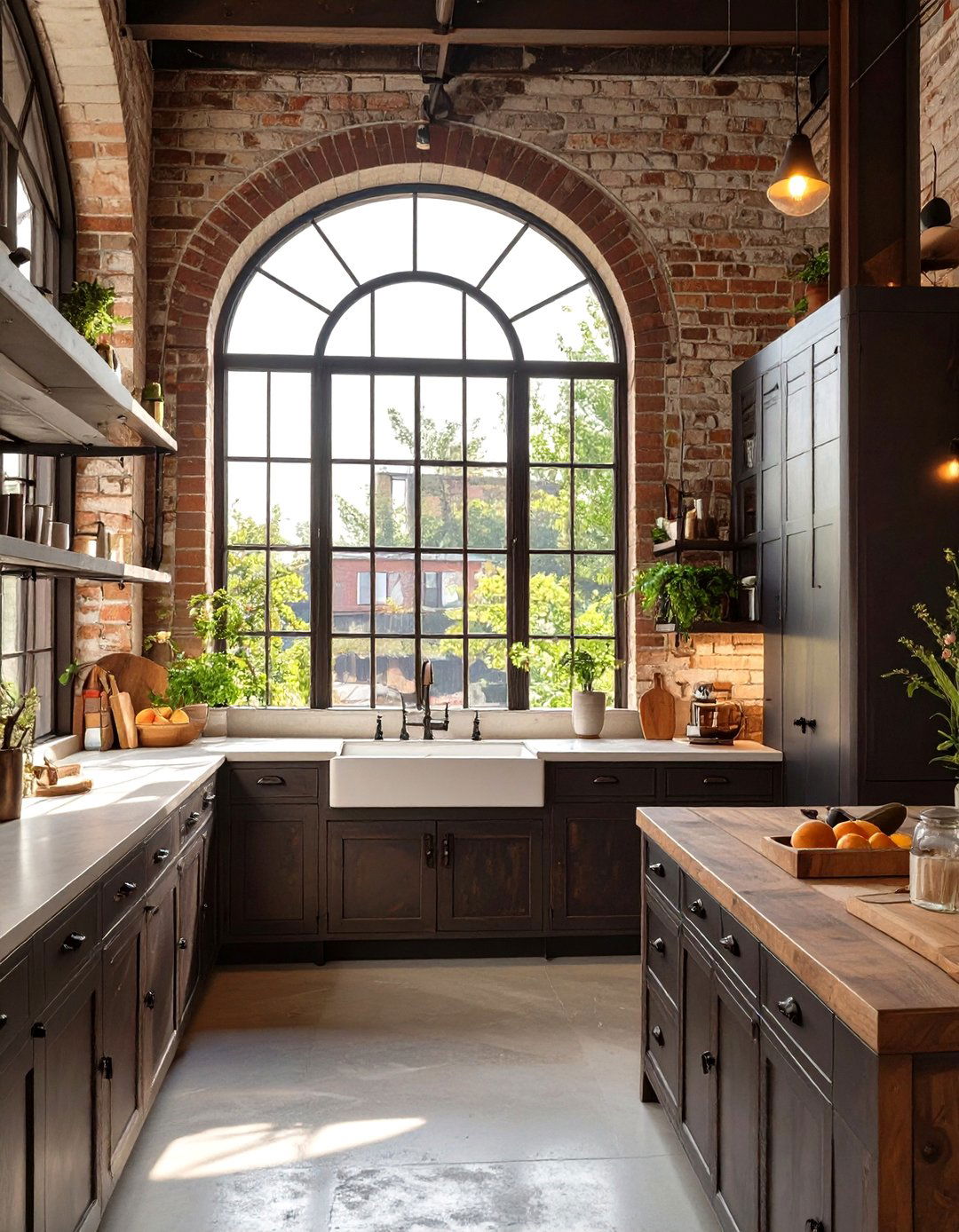 Industrial Kitchen with Salvaged Architectural Elements - 30 industrial kitchen design ideas