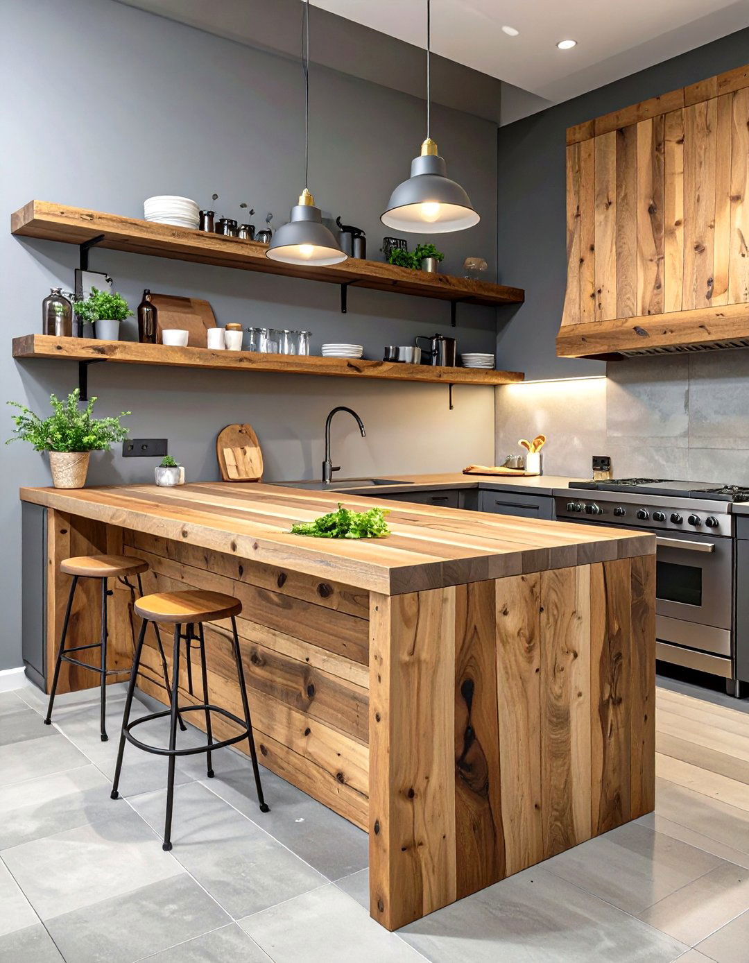 Industrial Kitchen with Warm Wood Tones - 30 industrial kitchen design ideas