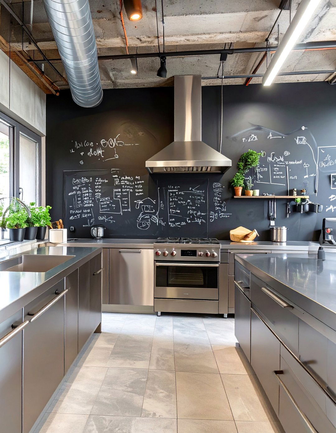 Industrial Kitchen with a Chalkboard Wall - 30 industrial kitchen design ideas