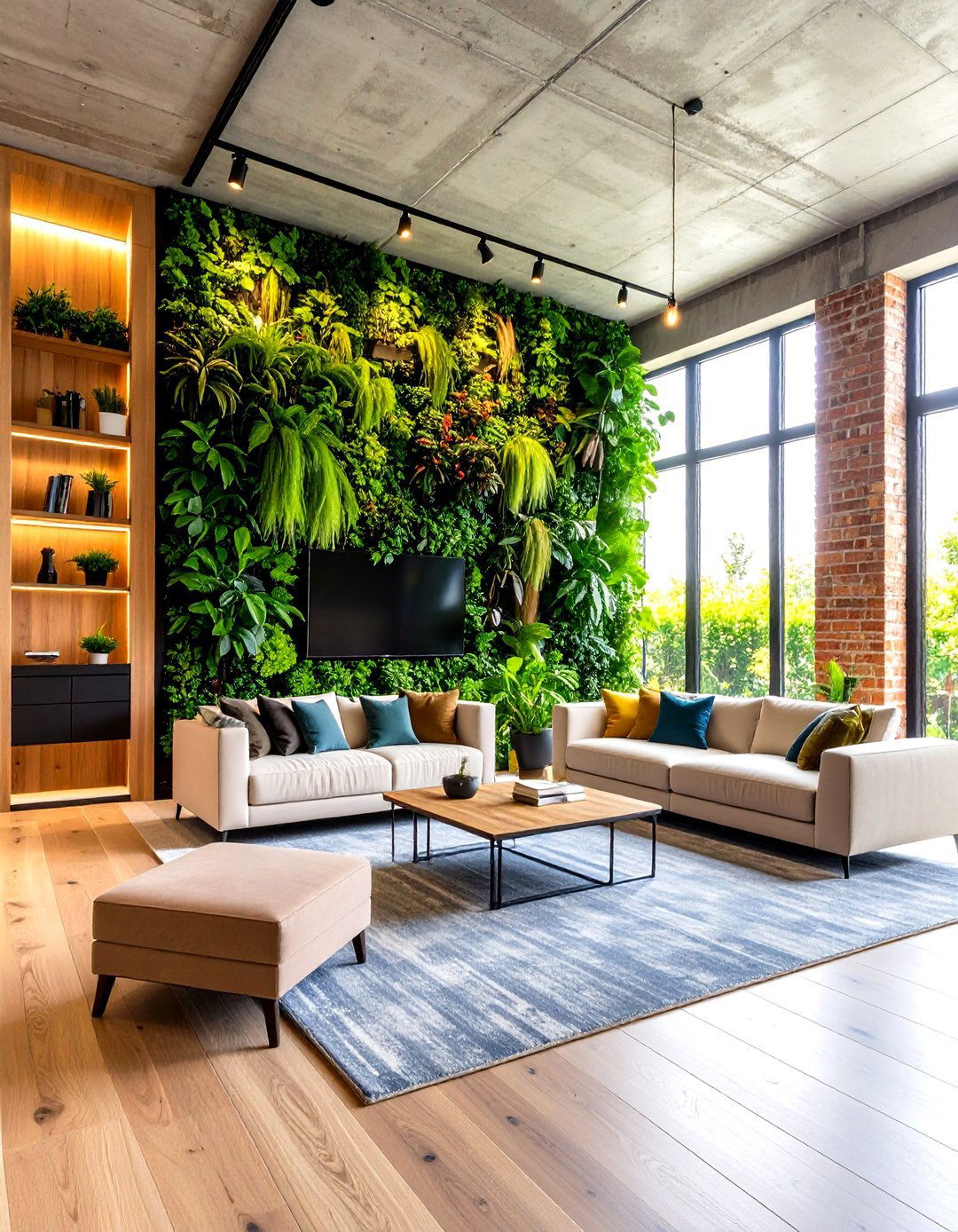 Industrial Living Room Vertical Garden - 30 living room indoor plants decoration ideas