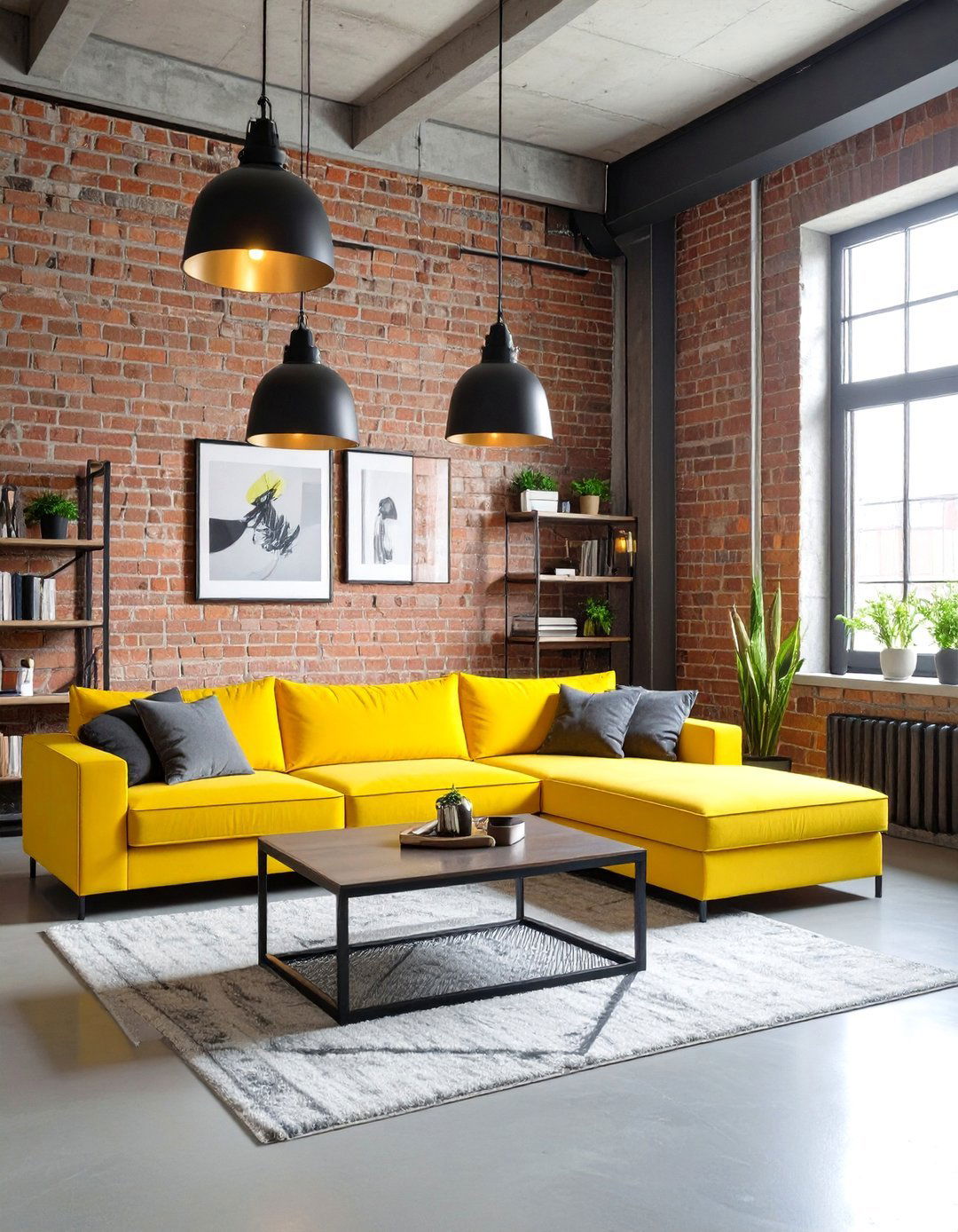 Industrial Living Room with Bold Accents - 30 colorful living room ideas
