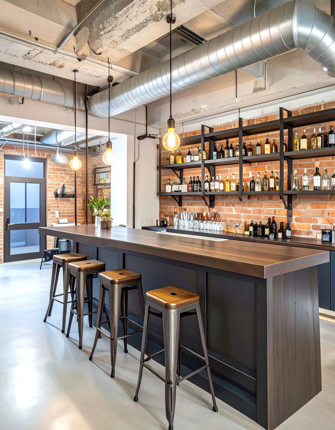 Industrial Loft Basement Bar Design - 30 basement wet bar ideas